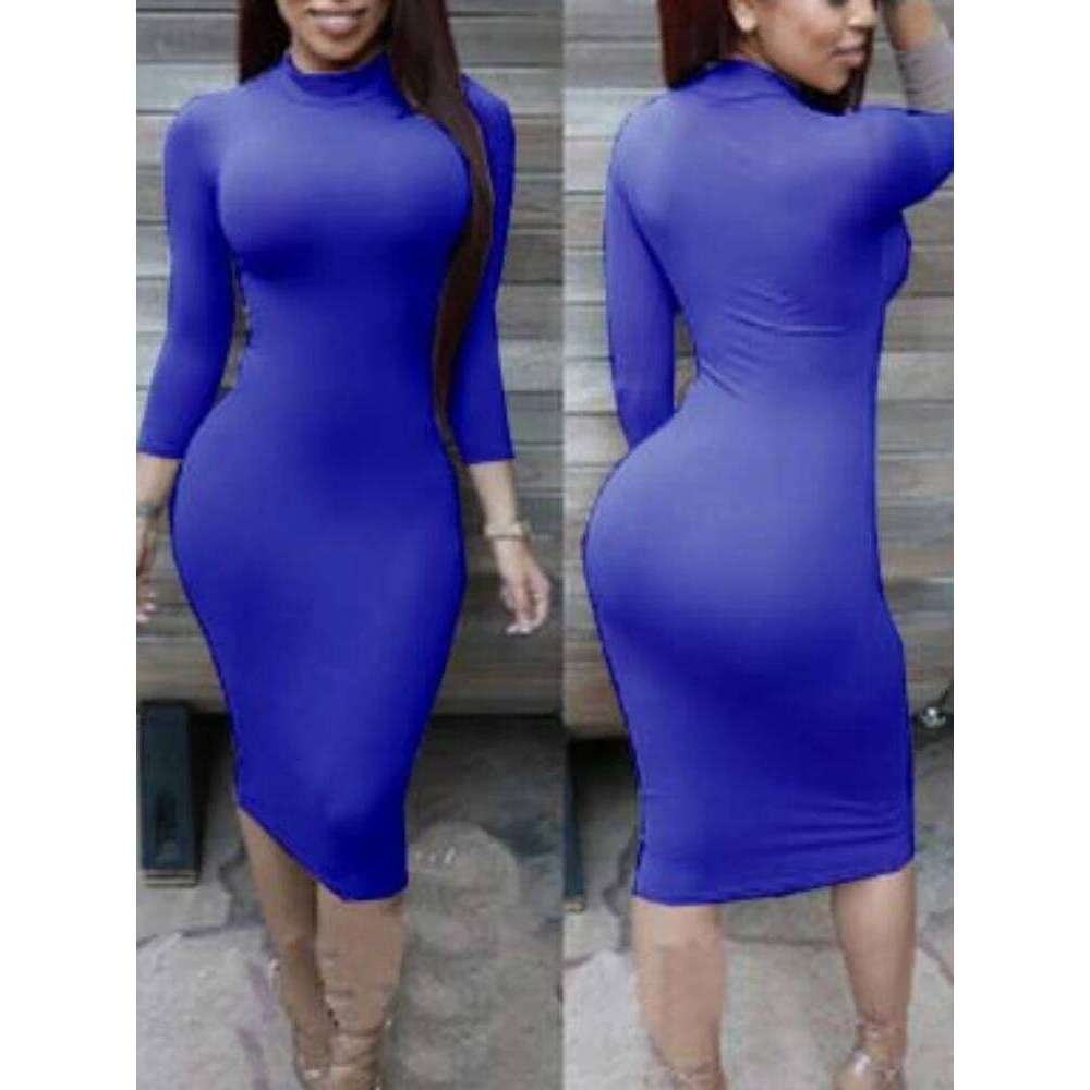 Sexy Solid Color Elastic Slim Bodycon Women Long Sleeves Girdling Waist Skinny Dress Elegant Club Party Vestidos Z260313