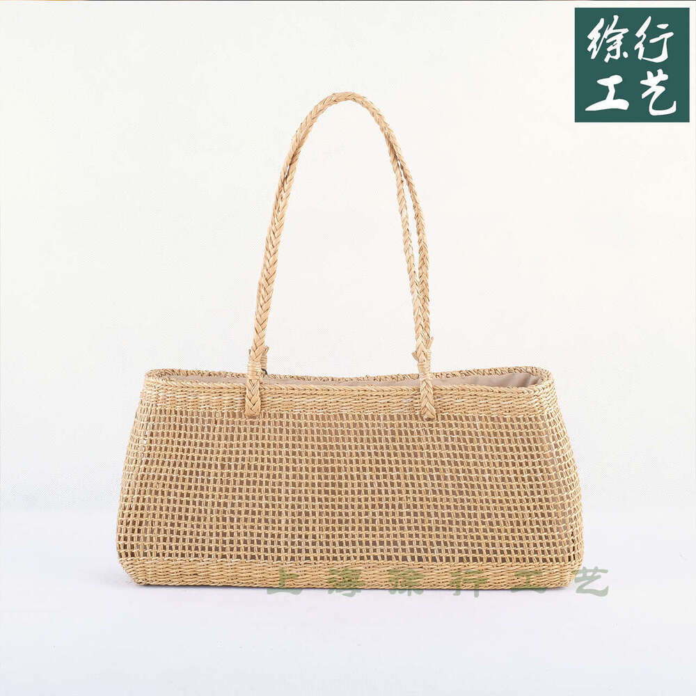 Xu Xing Craft INS Summer Yellow Straw Underarm Mesh Drawstring Handheld Beach Shoulder Artistic Woven Bag