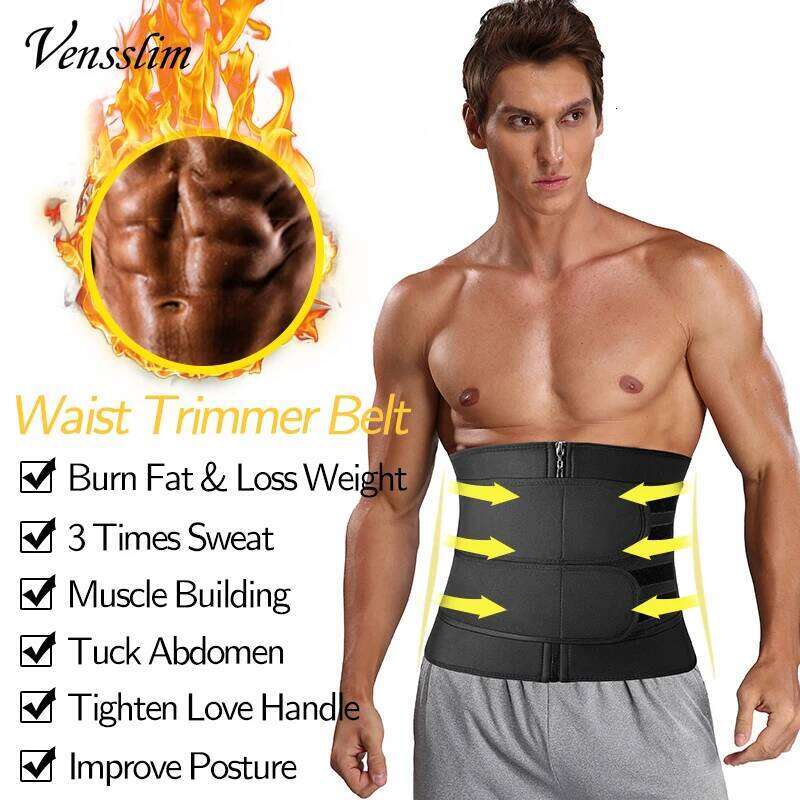 Vensslim Men Workout Waist Tummy Control Belt Slimming Sauna Body Shaper Trimmer Abdomen Shapewear Weight Loss Corset 26Y0313