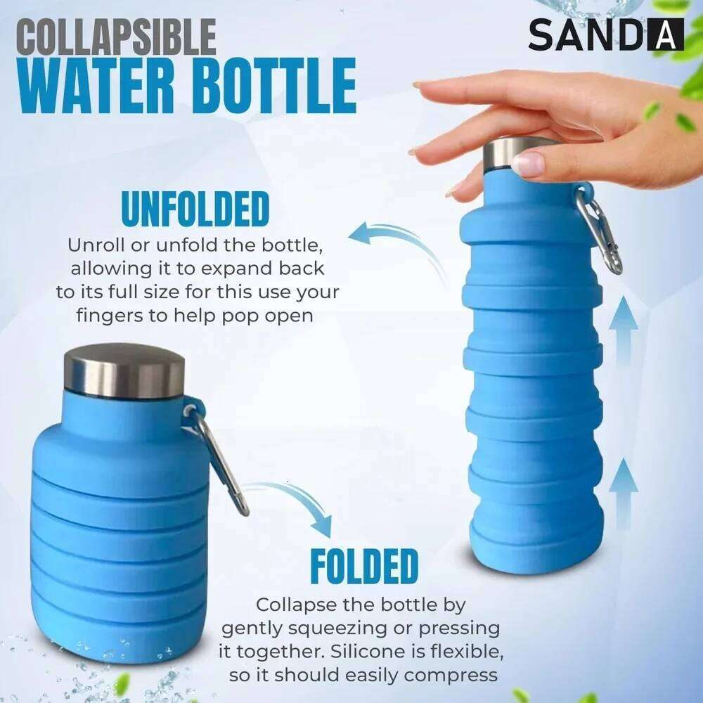 1pc Collapsible Water Bottle, Silicone Foldable Bottles, Reusable BPA Free Portable Hiking Cup for Outdoor Mountaineering Tours Z260313
