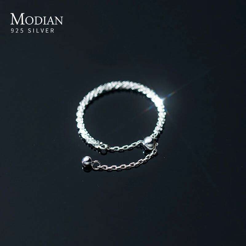 Modian 2021 New Real 925 Sterling Silver Dazzling Cute Adjustable Chain Finger Rings For Women Wedding Jewelry Accessories Anel H260312