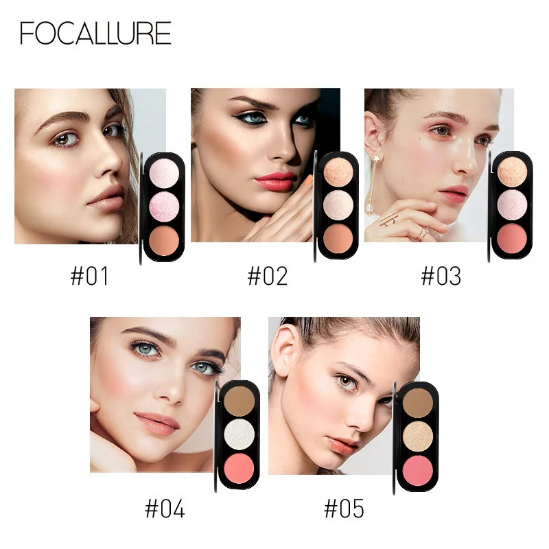 Focallure 3 In 1 Makeup Palette BlushHighlighter Face Matte Highlighter Powder Illuminated Bronzer Blusher Powder 260305