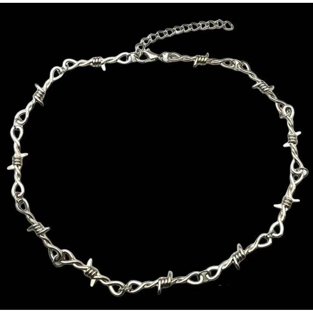 Punk Retro Spiked Metal Knot Chain Small Thorn Necklace For Men and Women Cool Hip-hop Fashion Jewelry Gifts H260312