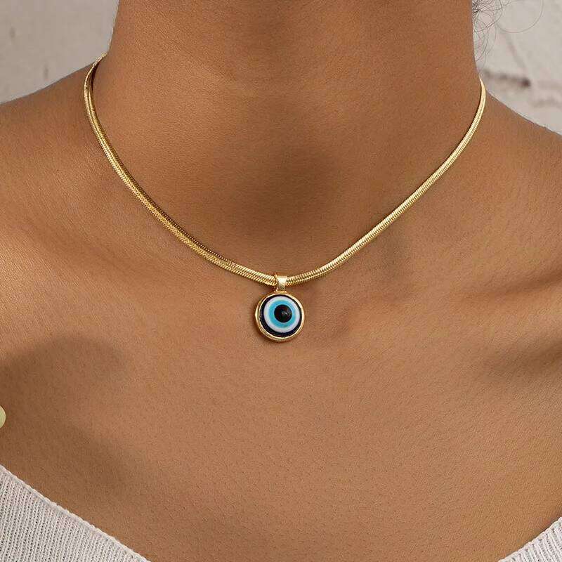 Zircon Evil Eye for Women Gold Color Choker Chain Turkish Blue Eyes Pendant Necklace Lucky Jewelry Gift collier femme H260312