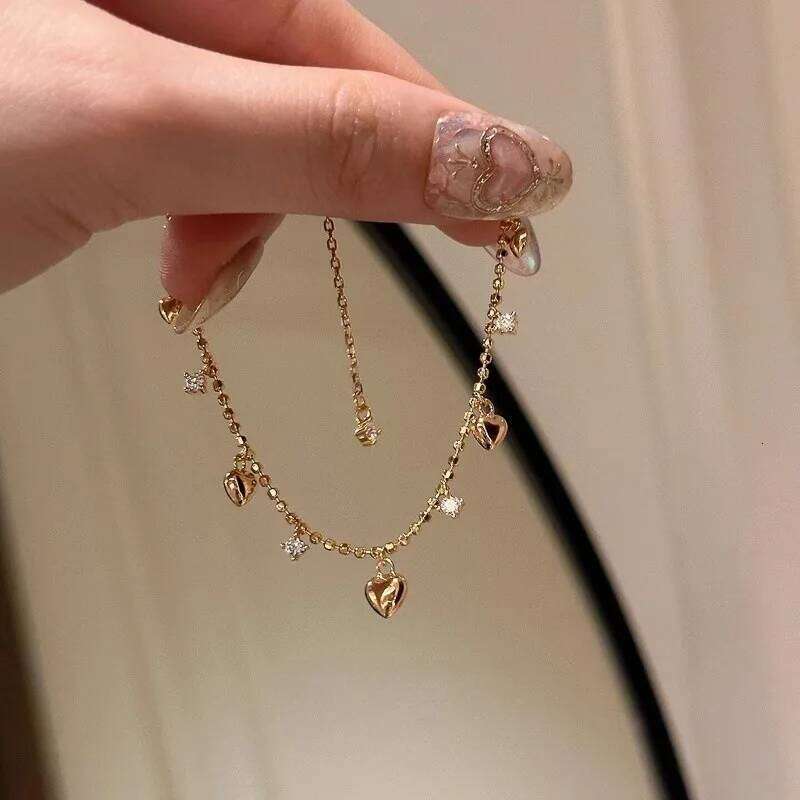 Lucky Colorful Love Heart Beads Shiny Zircon Water Drop Bracelet for Women New Fashion Delicate Charm Jewelry Gift Wholesale Z260313