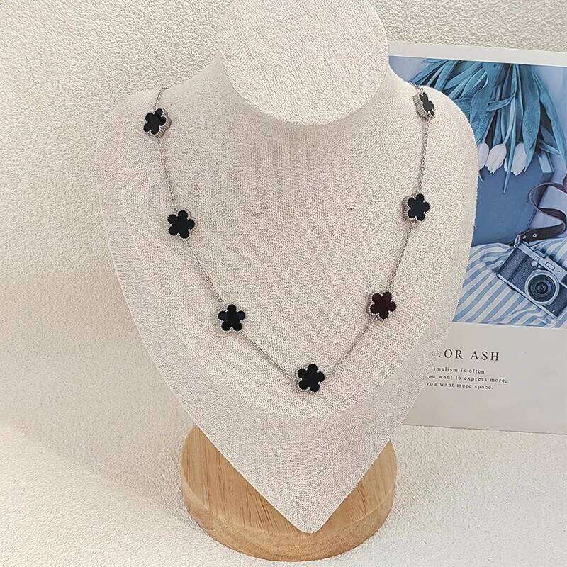 10 Flower Stainless Steel Five Cr Waterproof Necklace for Woman Daily Party Aesthetic Choker Neck Chain Jewelry H260312
