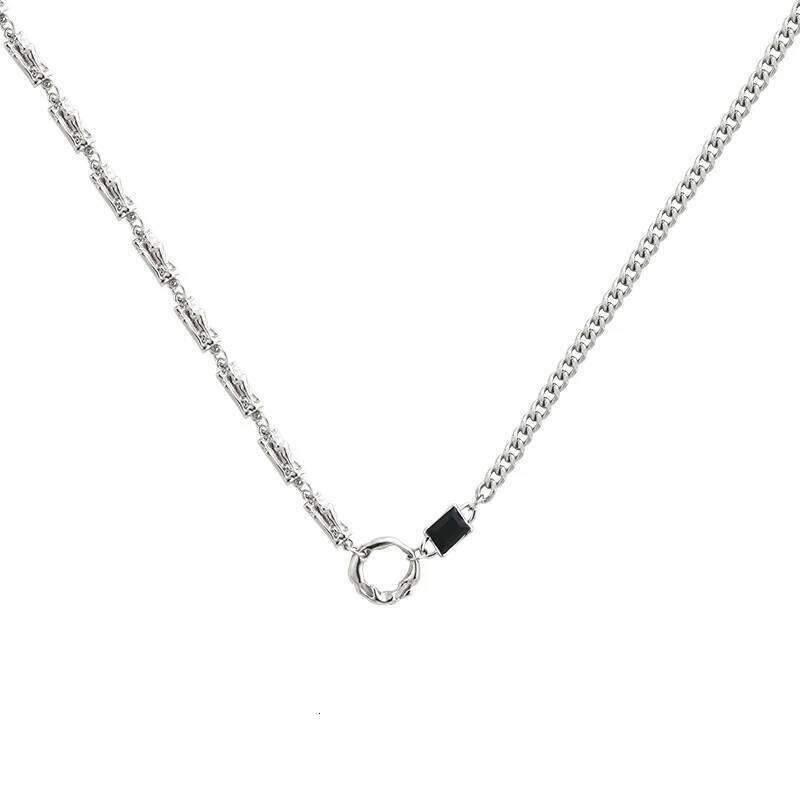 Foxanry Black Zircons Clavicle Chain Necklace New Fashion Simple Irregular Round Geometric Handmade Birthday Party Jewelry Gifts H260312