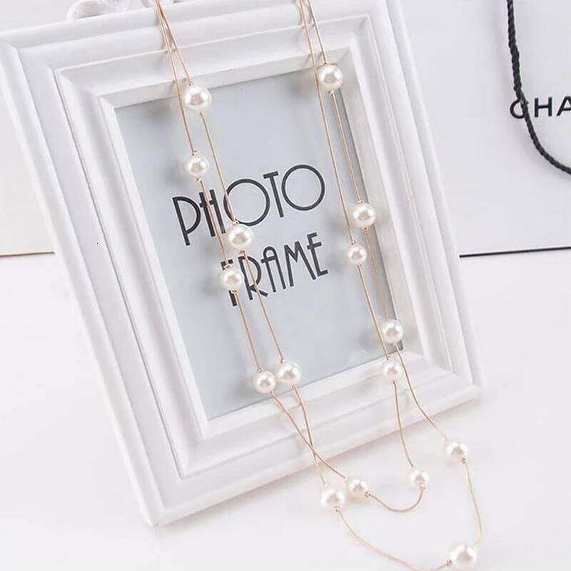 FSUNION 2025 New Long Double Layer Simulated Pearl Necklace Women Sweater Chain Female Collares Statement Jewlery Gifts H260312