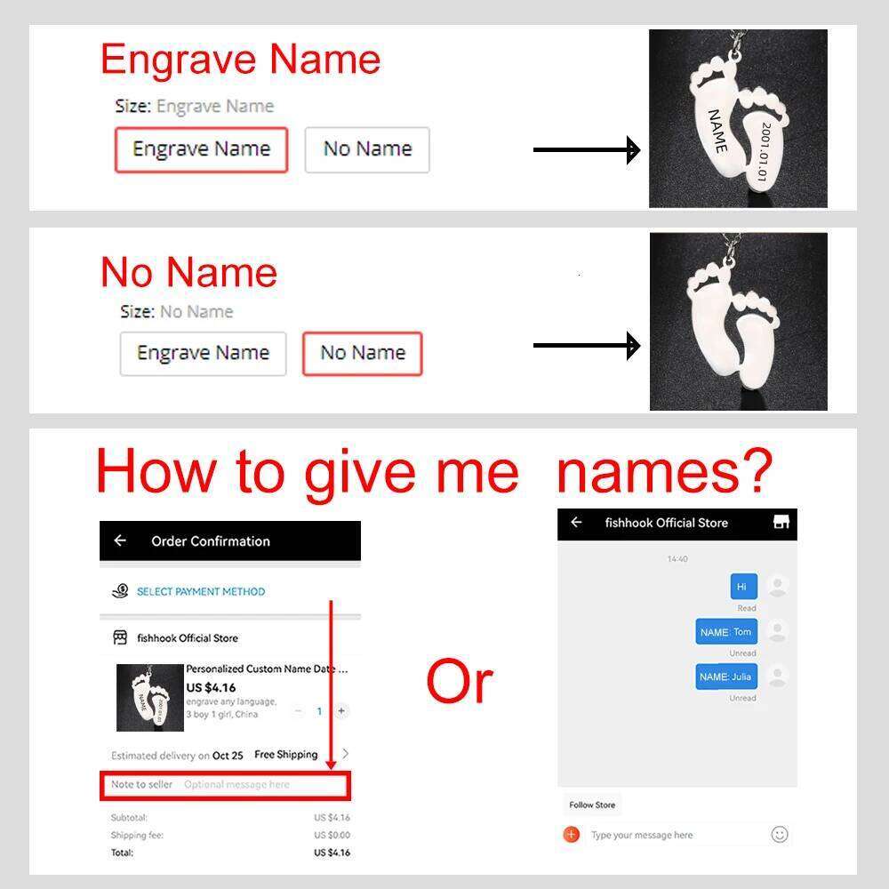 Baby Foot Feet Necklace Name Date Personalized Chain Custom Gift For Women Men Father Mother Day Family Stainless Steel Jewelry H260312