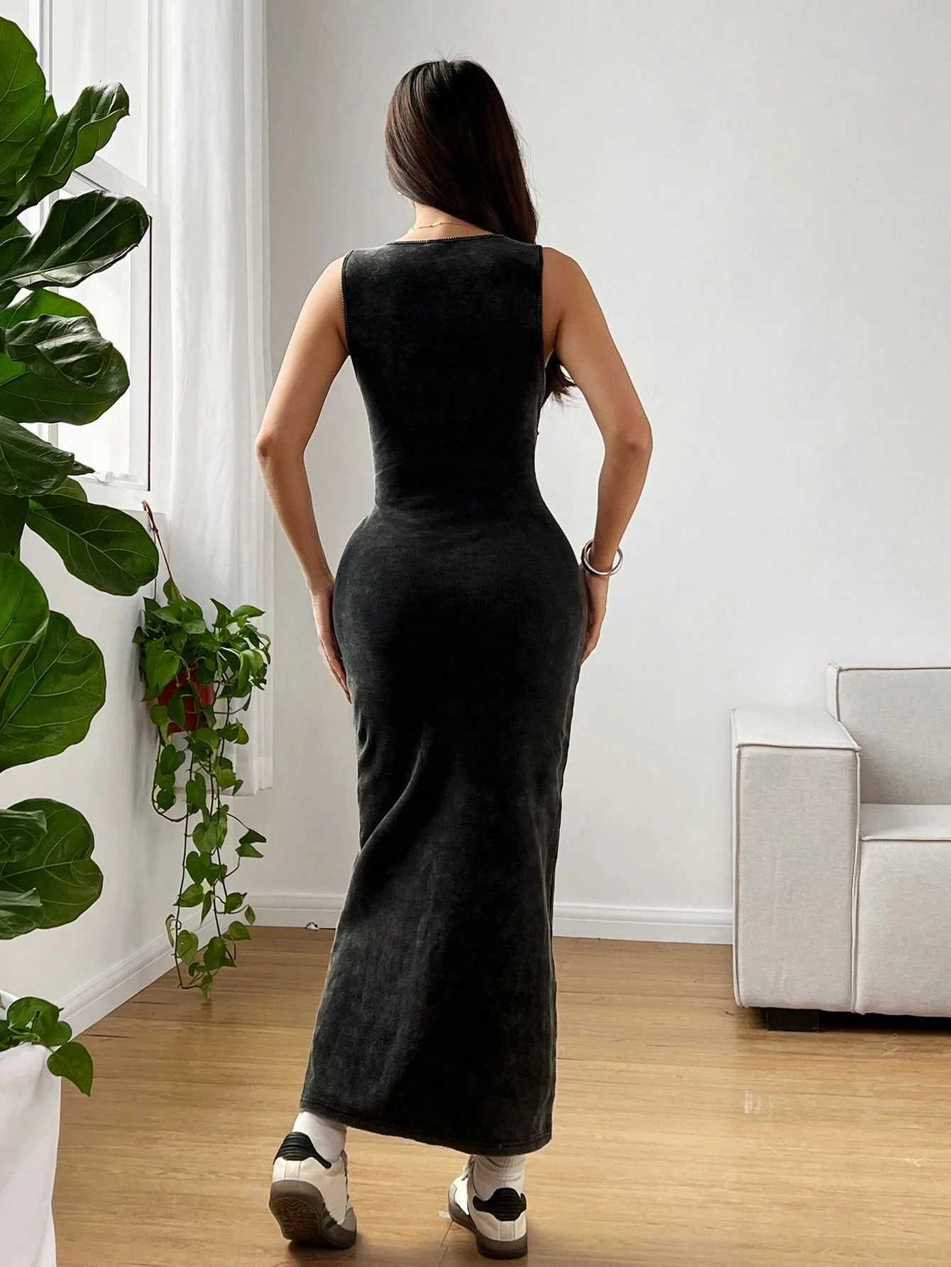 Womens Summer Round Neck Pleated Bodycon Casual Cami DressHoliday OutfitsSummer Dresses for WomenT260314