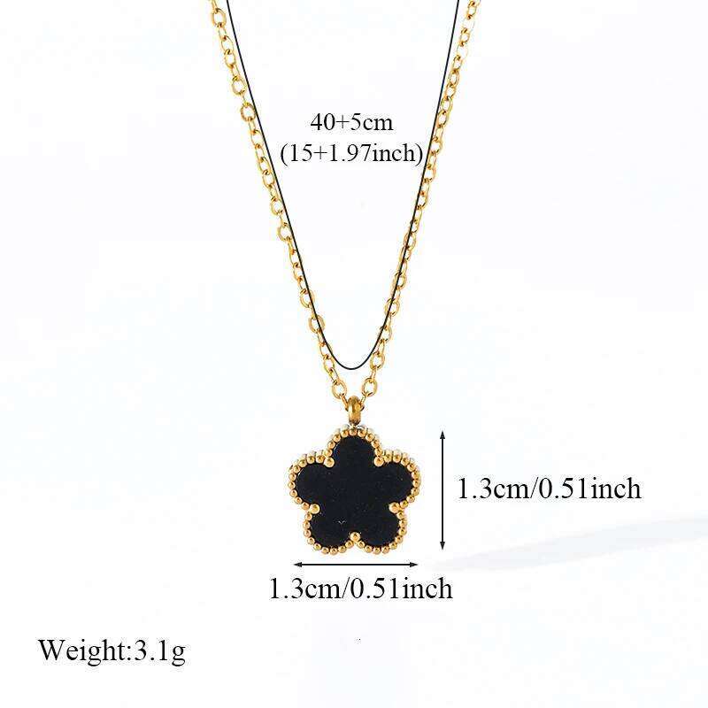 GANEMLY 316L Stainless Steel Five- Cr Pendant Necklace For Women Fashion Flower Dangle Neck Chain Waterproof Jewelry H260312