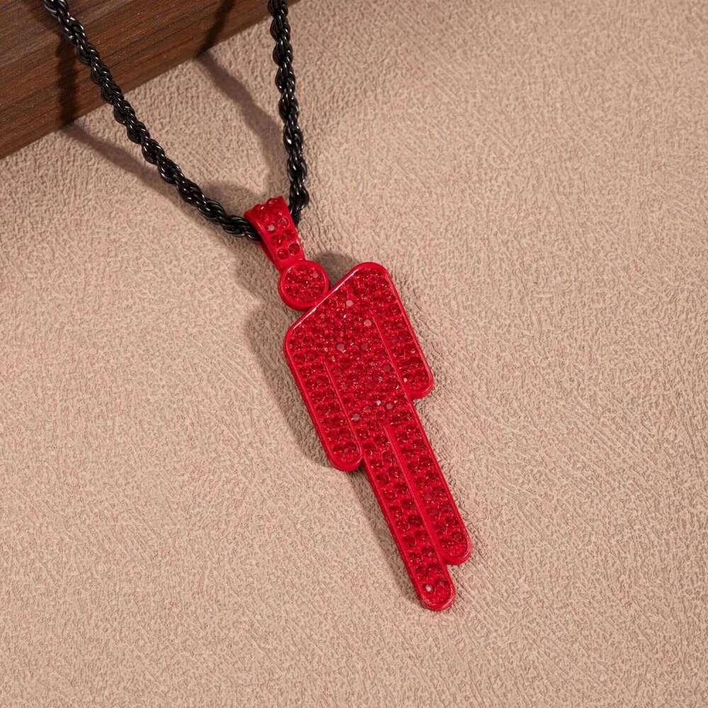 Men Fashionable Cartoon Rhinestone Pendant Necklace Trendy Hip Hop Unisex Pendants Wholesale Gemstone Lock Chain Women H260312