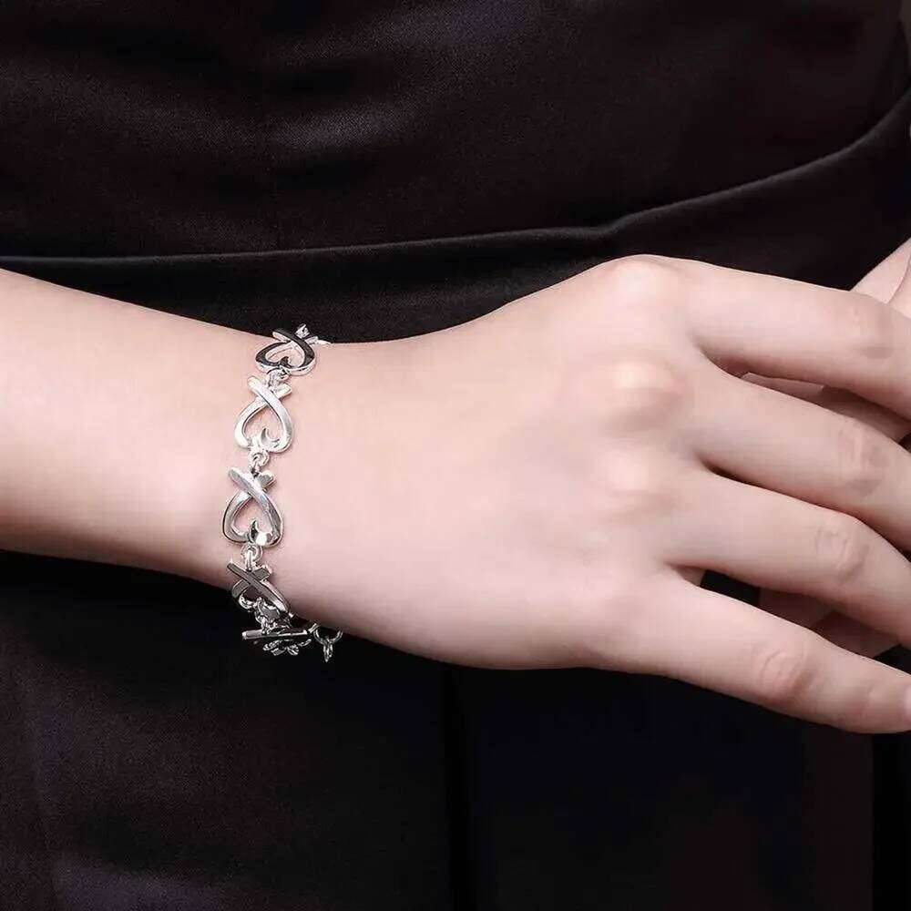 Hot Fine Heart Kelp Chain Fashion 925 Sterling Silver Bracelet For Woman Popular Brands Jewelry Wedding Party Christmas Gifts Z260313