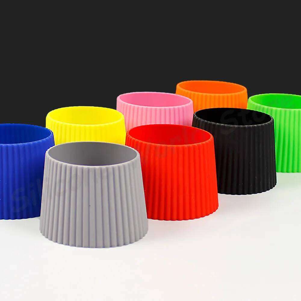 World 2PCS/Set Silicone Anti Slip Heat Insulation Sleeve Coffee Mug Glass Cover Anti-Dust Cup Lids Z260314