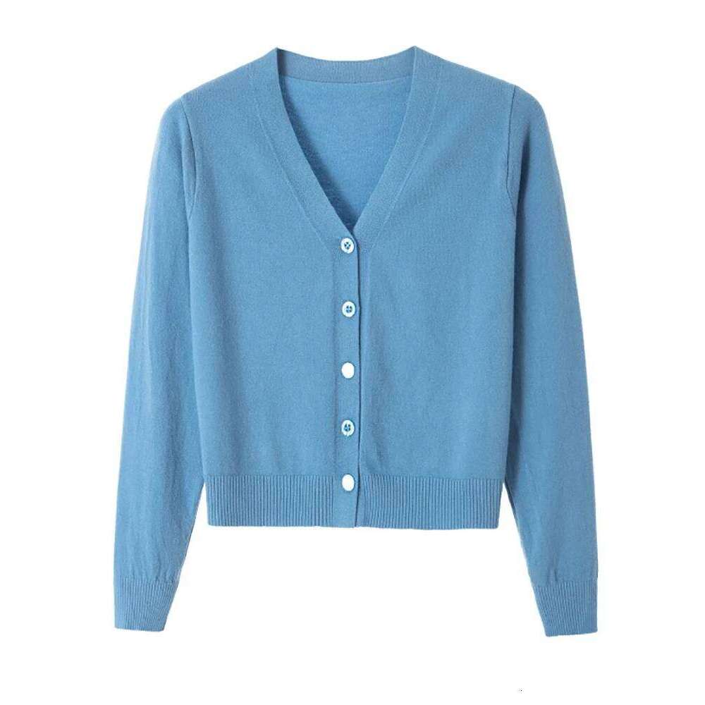 Knitted Cardigan Button Jacket 2025 Autumn Winter V-neck Long Sleeve Casual Short Tops For Women Sweater Grey White Z260313