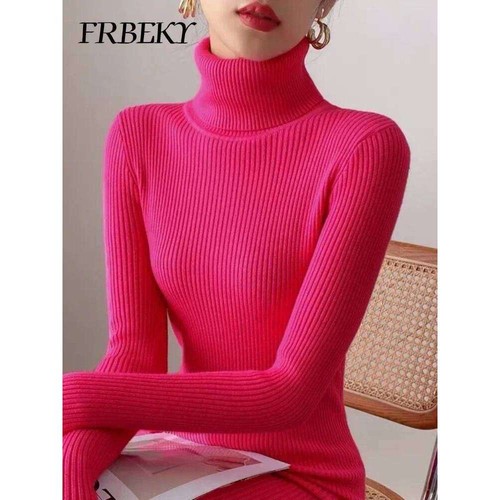 Autumn New Korean Turtleneck Knitted Pure Color Bodycon Sweater Dress Office Lady Pullover Casual Elegant Knitwear Jumper Z260314