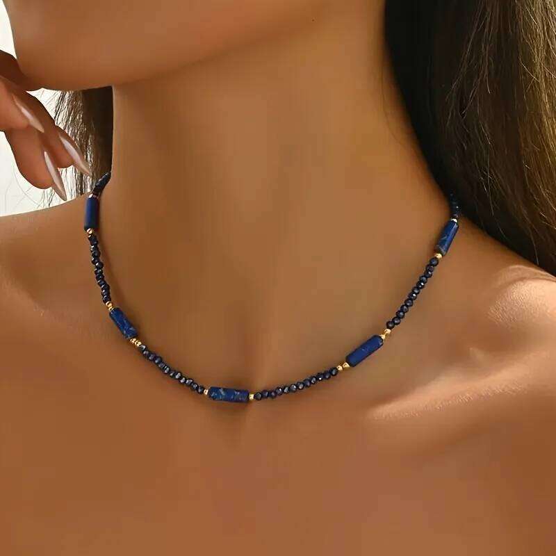 Women's Minimalist Blue Bead Necklace, Exquisite and Fashionable, Suitable for Jewelry Accessories Worn At Daily Parties H260312
