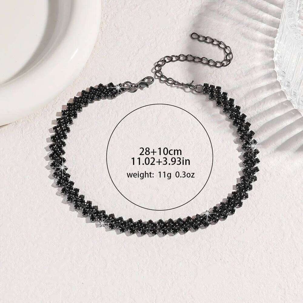 Minimalist Full Diamond Choker Korean and Japanese Internet Celebrity Personality Collarbone Chain Trendy Fashion Necklace H260312