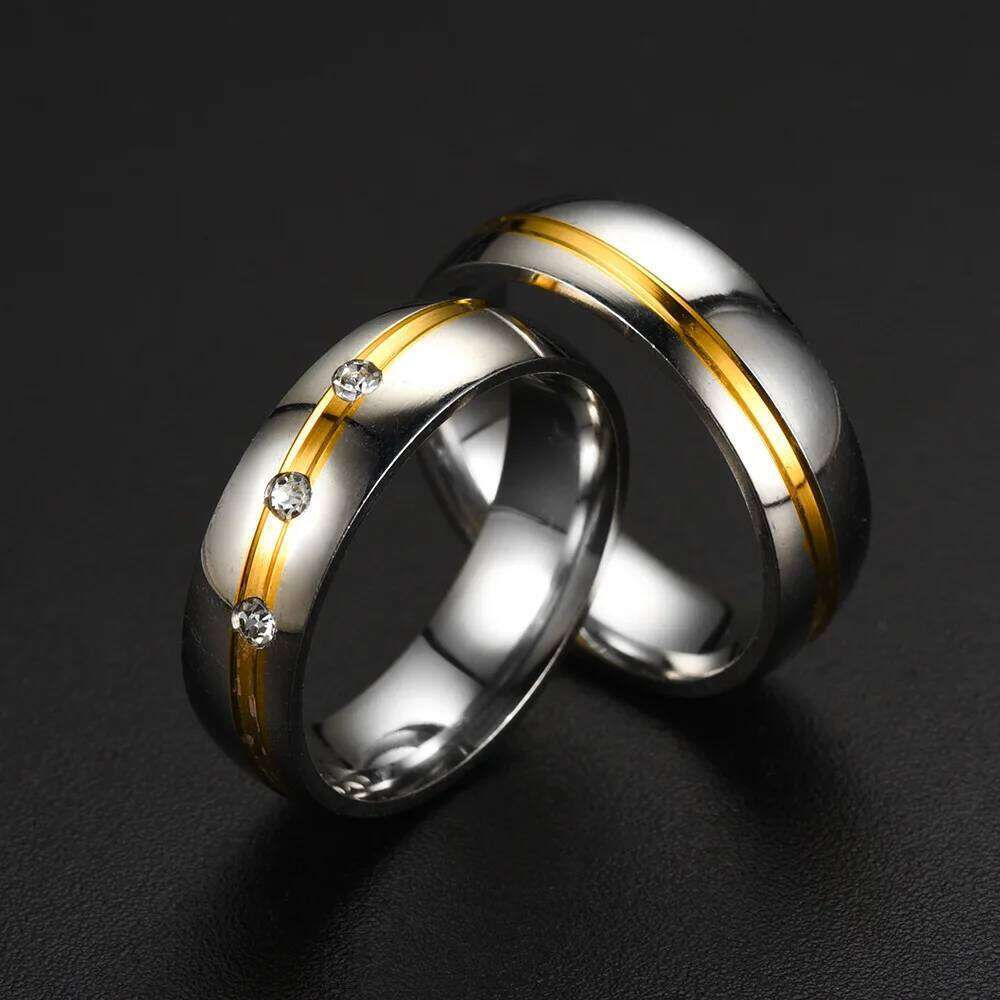 2025 Trendy Stainless Steel Couple For Men Women Inlay Rhinestones Zirconia Rings Wedding Party Jewelry Festival Gifts H260312