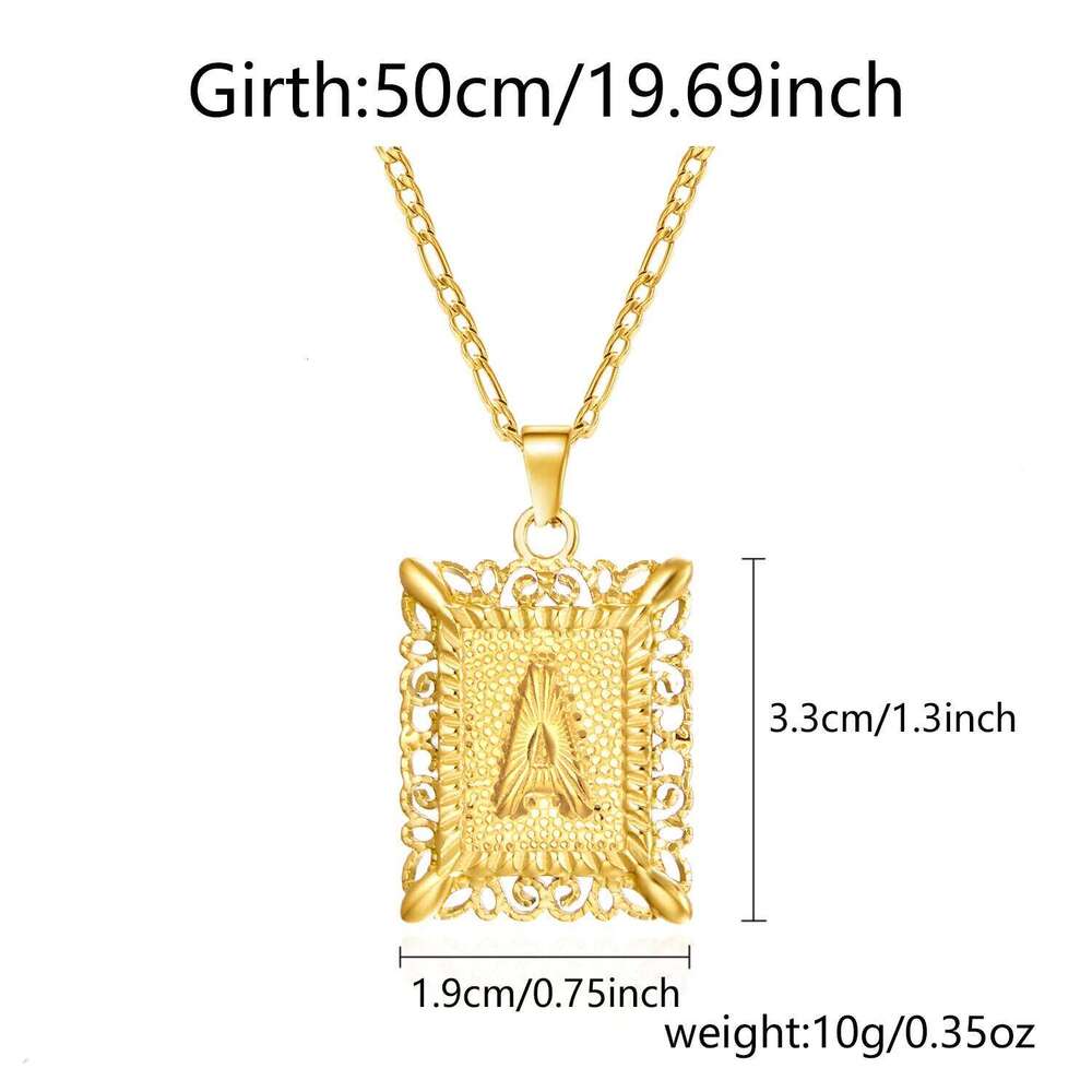 Stainless Steel Initial Letter For Women Men 2025 New Stylish Square Pendant Necklace Birthday Party Jewelry Gifts H260312