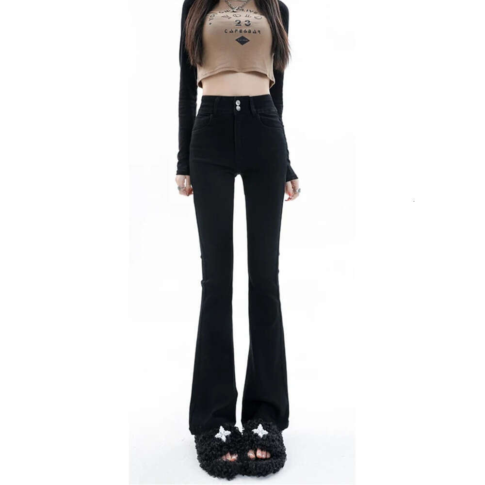 Women Jeans Cotton Denim Flared Pants Elastic Force Vintage Streetwear High Waist Slim Mom Harajuku Trousers Plus Length Z260313