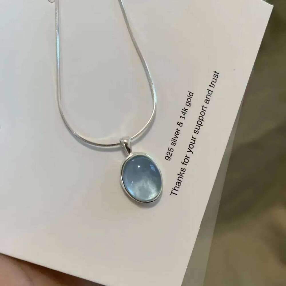Silver Moonlight Stone Necklace for Women Girl Geometry Minimalism Office Jewelrye Gift Dropshipping H260312