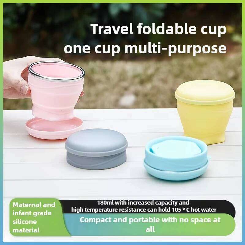 Foldable Water 180ml for Travel and Business Trip Portable Silicone Camping Mug Food Grade Outdoor Drinking Cup Z260313