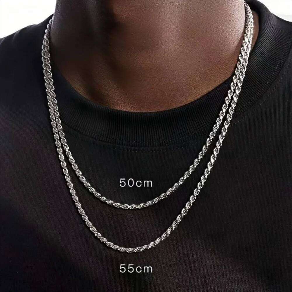 Hip Hop Men Stainless Steel Twist Chain Handmade Spring Buckle Basic Necklace Simple Jewelry Fashion Women Accessories H260312