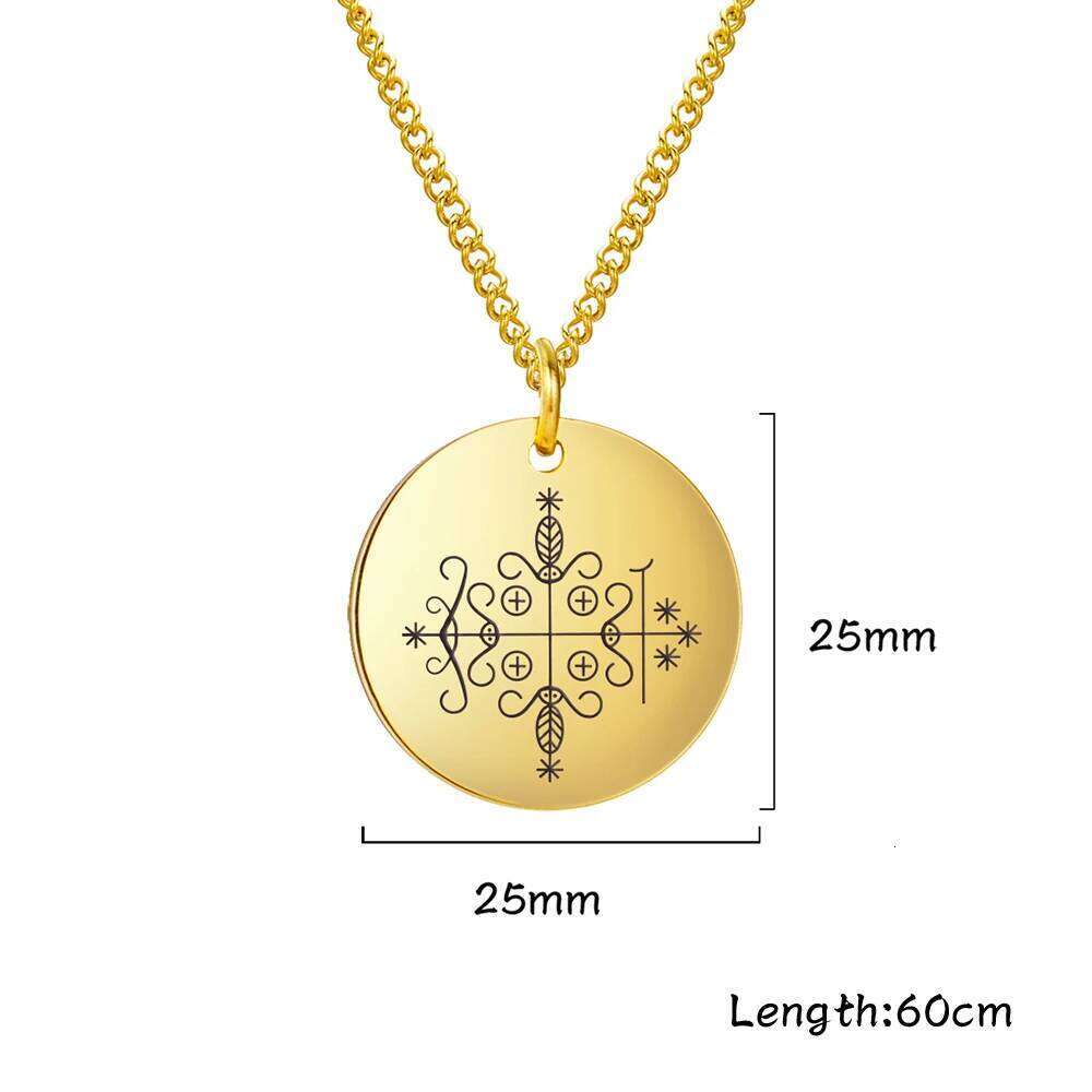 Dawapara Voodoo Veve Papa Legba Amulet Pendant Necklace Stainless Steel Jewelry Golden Hoodoo Talisman Necklaces H260312