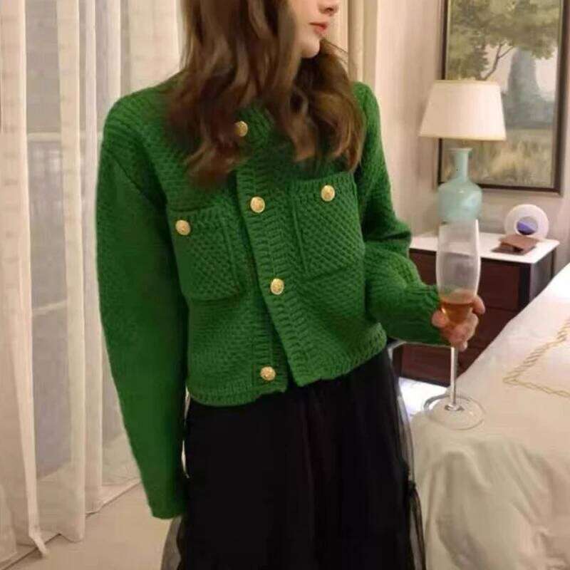 Autumn Winter Women French Vintage Sweet Luxury Chic Button Up Cardigan Solid O Neck Long Sleeve Loose Knitted Sweater Outerwear Z260313