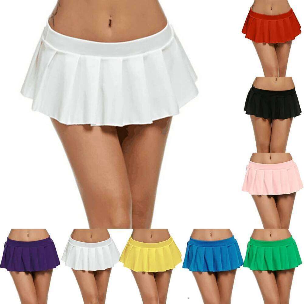 Sexy Women's Pleated Super Mini Skirt Solid Color Cosplay Lattice Club Party Performance Costume Skirts Female Clothing Z260314