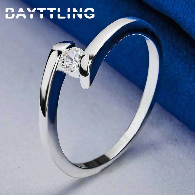 925 Sterling Silver 7/8/9/10# Simple Fashion Zircon Ring For Women Wedding Party Gift Jewelry Accessories H260312