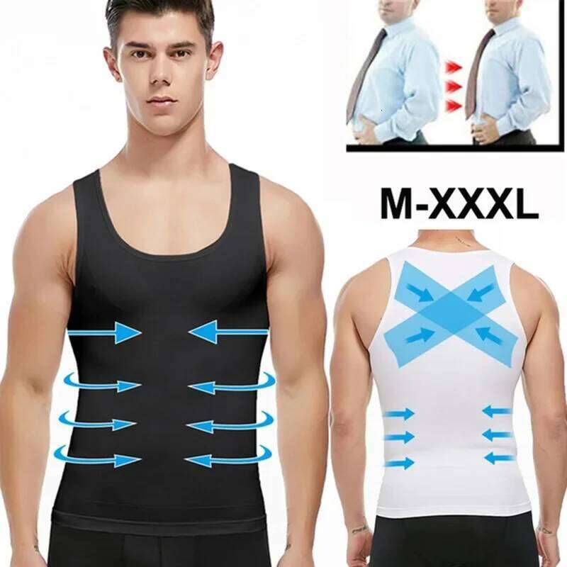 Mens Slimming Body Shaper Shapewear Abs Abdomen Compression Shirt to Hide Gynecomastia Moobs Workout Tank Tops Undershirts 26Y0313