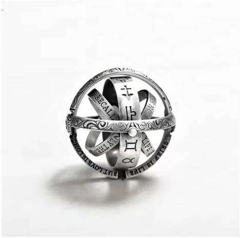 Retro Astronomical Sphere Ball Ring Letter Ring, Foldable and Open To Rotate, r Jewelry Gift H260312