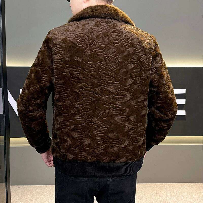 High Quality Gold Mink Thick Woolen Fur Masculina Winter Warm Coats Clothing Men's Faux Leather Jacket Men Z260313