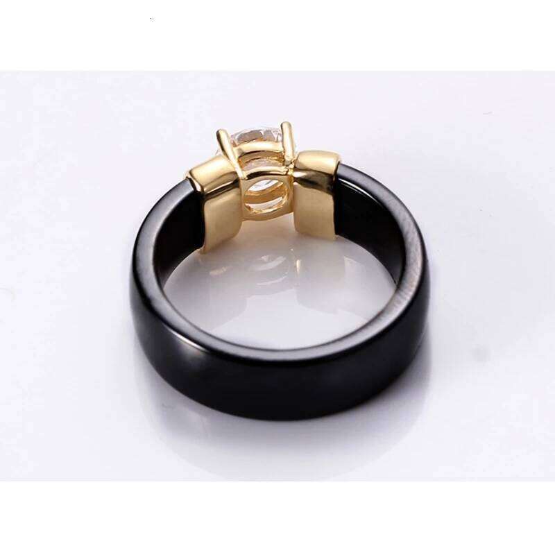 Zircon Ceramic Ring For Women Party Wedding Finger jewelry Accessories Waterproof Anti-fading US Size Black White Color H260312