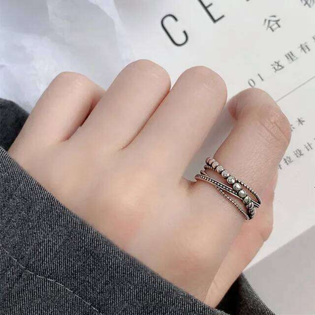 Vintage Punk 925 Sterling Silver Rings Fashion Simple Twist Weaving Multilayer Geometric Party Jewelry Gifts for Women H260312