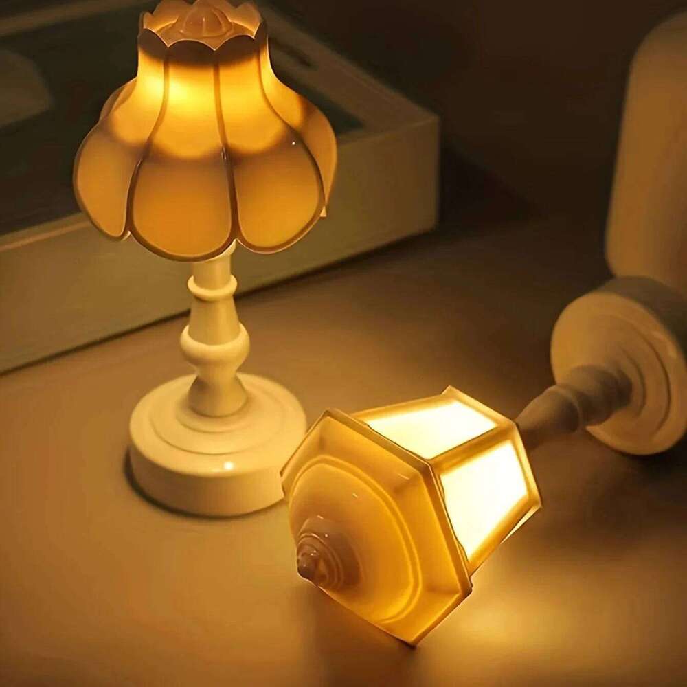 Geometric Flower Bud Button Battery LED Table Lamps Desk For Bedroom Dining Touch Night Light Simple Modern Decoration 26Y0313