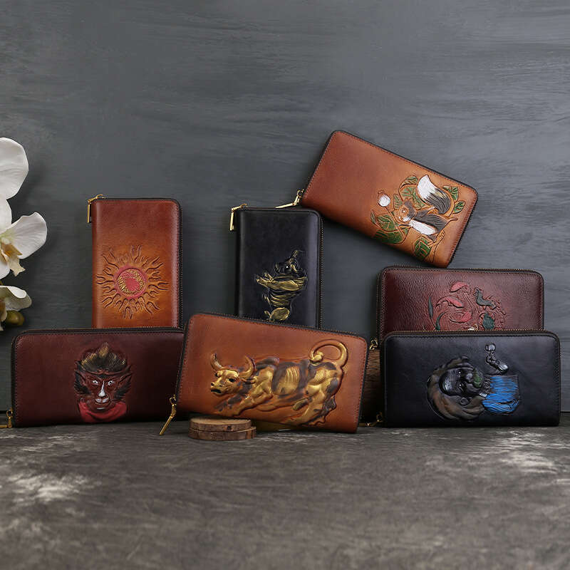 Luxury Bags Totes Genuine Leather Top Layer Cowhide Vintage Tumbled Wallet Multi Card Slots Large Capacity Business Clutch Animal Embossed Women SENYY