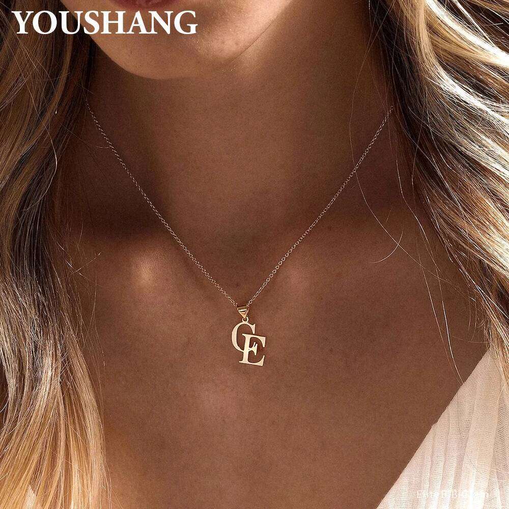 Customized Couple's Initials Necklace Stainless Steel Personalized Double Letter Pendent Golden Color Birthday Gift for r H260312