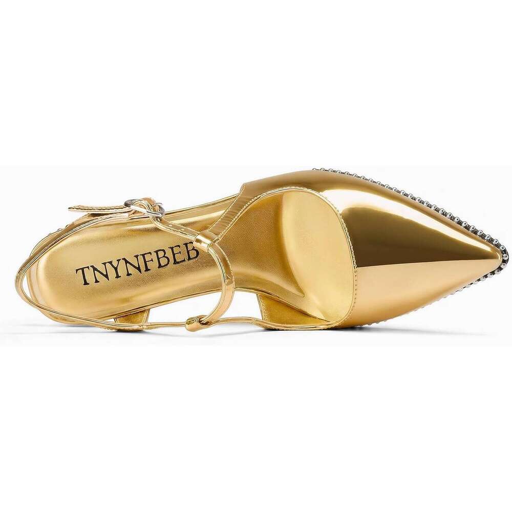 Stiletto High Heel Close Pointed Toe Pumps Ankle Strap Slip On Buckle Prom Wedding Dress Basic Classic Patent Leather Inches Heels MOJIDASHU