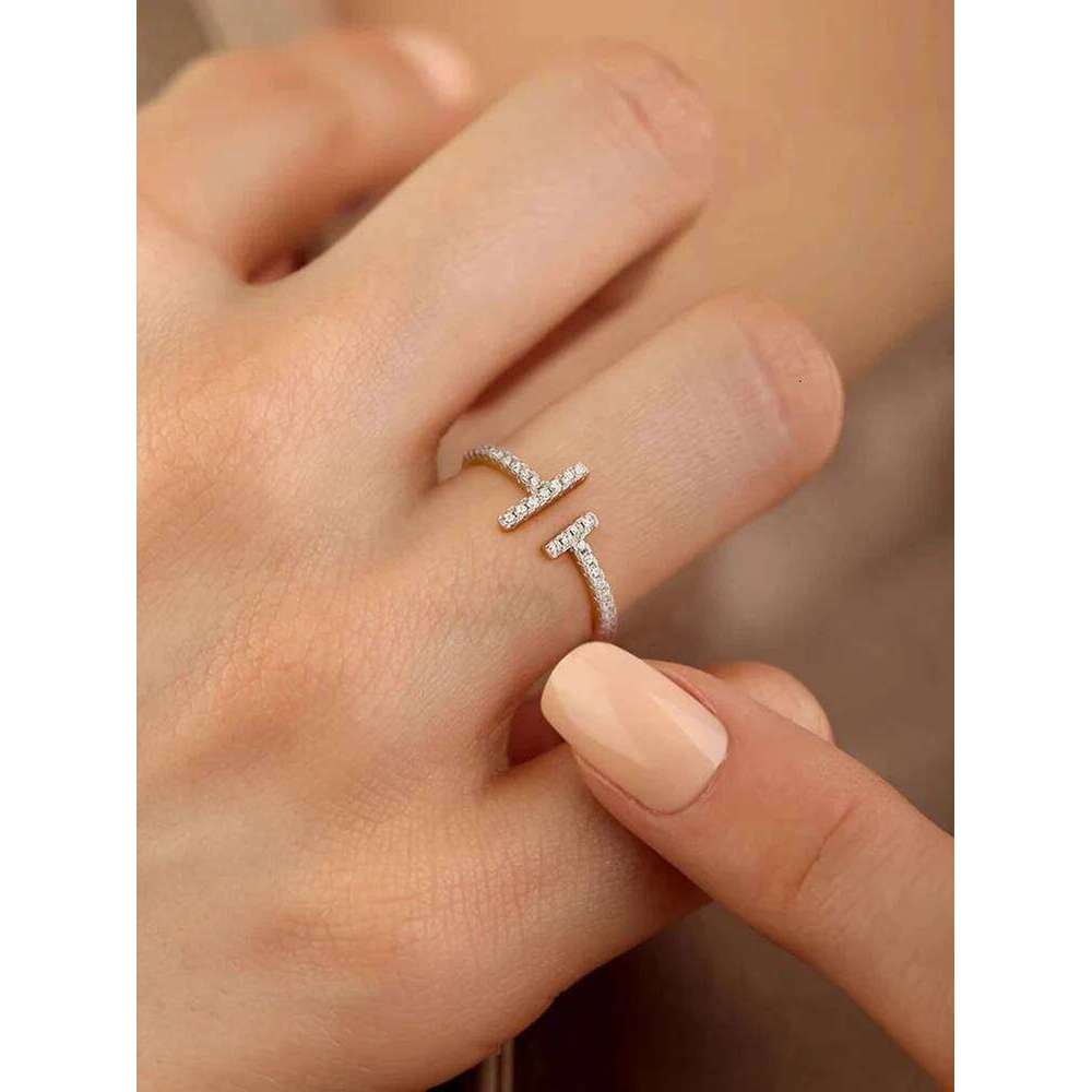 925 Sterling Silver Simple Shiny Parallel Length Adjustable Zircon Ring For Women Engagement Luxury High Quality Fine Jewelry H260312