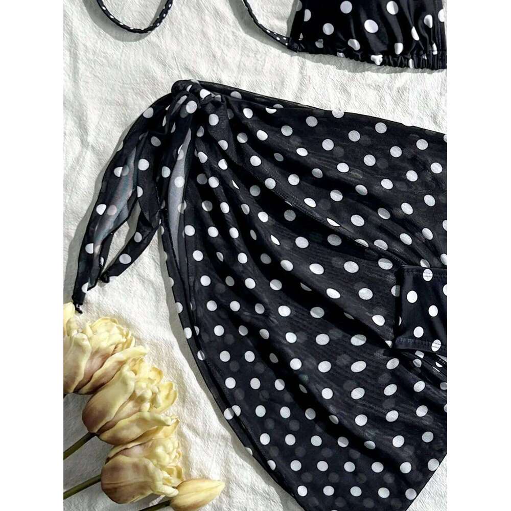 Black and white polka dot bikini set 26H0313