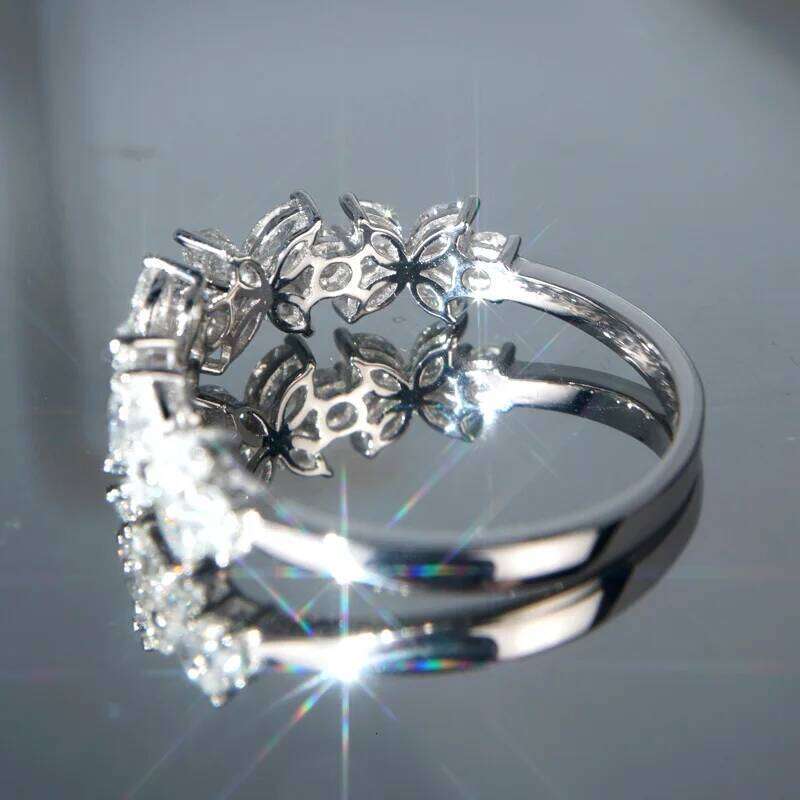 Huitan Romantic Flower Design Bridal Wedding Rings AAA White CZ Stone Accessories for Women Statement Jewelry Wholesale H260312