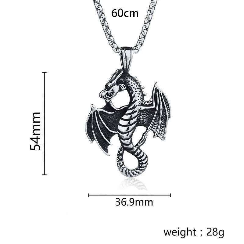 Evil Dragon Pendant Necklace for Men Women Hip Hop Punk Stainless Steel Keel Chain Fashion Jewelry Trendy Accessories Gifts H260312