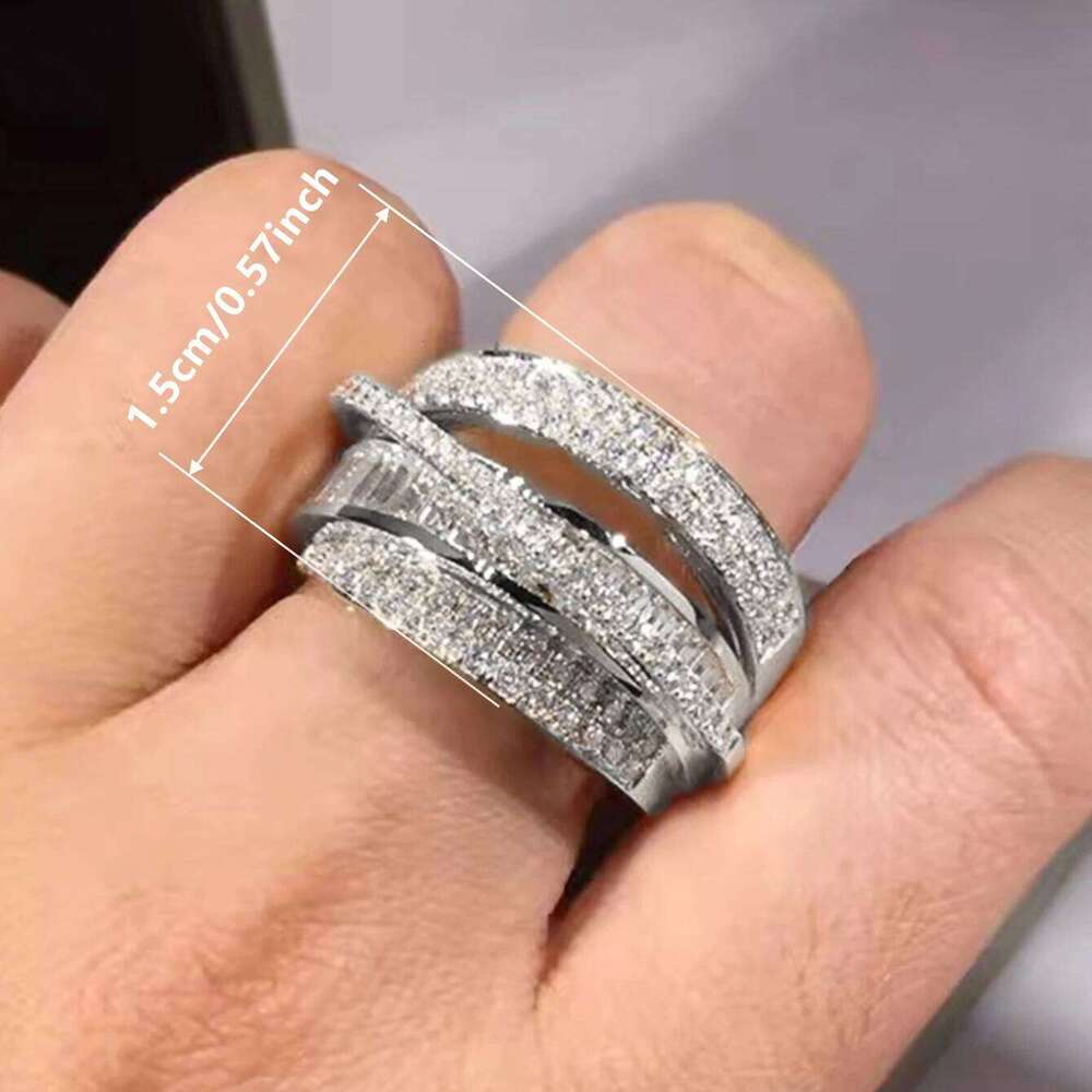 Huitan Women Rings Inlaid Shining Cubic Zirconia Wedding Party Trendy Jewelry Silver Color/Gold Color Finger Accessories H260312