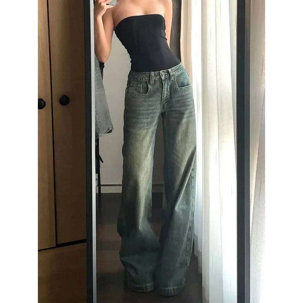Y2K Vintage Women Loose Harajuku Casual Denim Pants High Waist Wide Leg Jeans American Streetwear Female Pockets Trousers Z260313