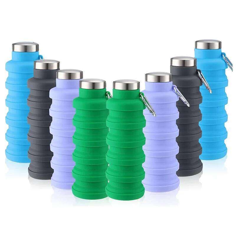 2525+ Reusable Silicone Foldable 500 Ml Portable Travel Water Cups with Leakproof Twist Z260314