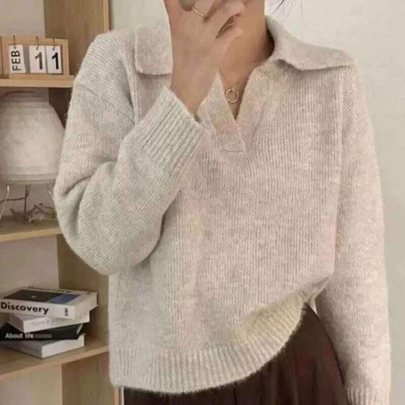 Wool French Gentle Pullover Long Hair Knitted New Style Sweater Women's Autumn Winter Loose and Lazy Top Z260314