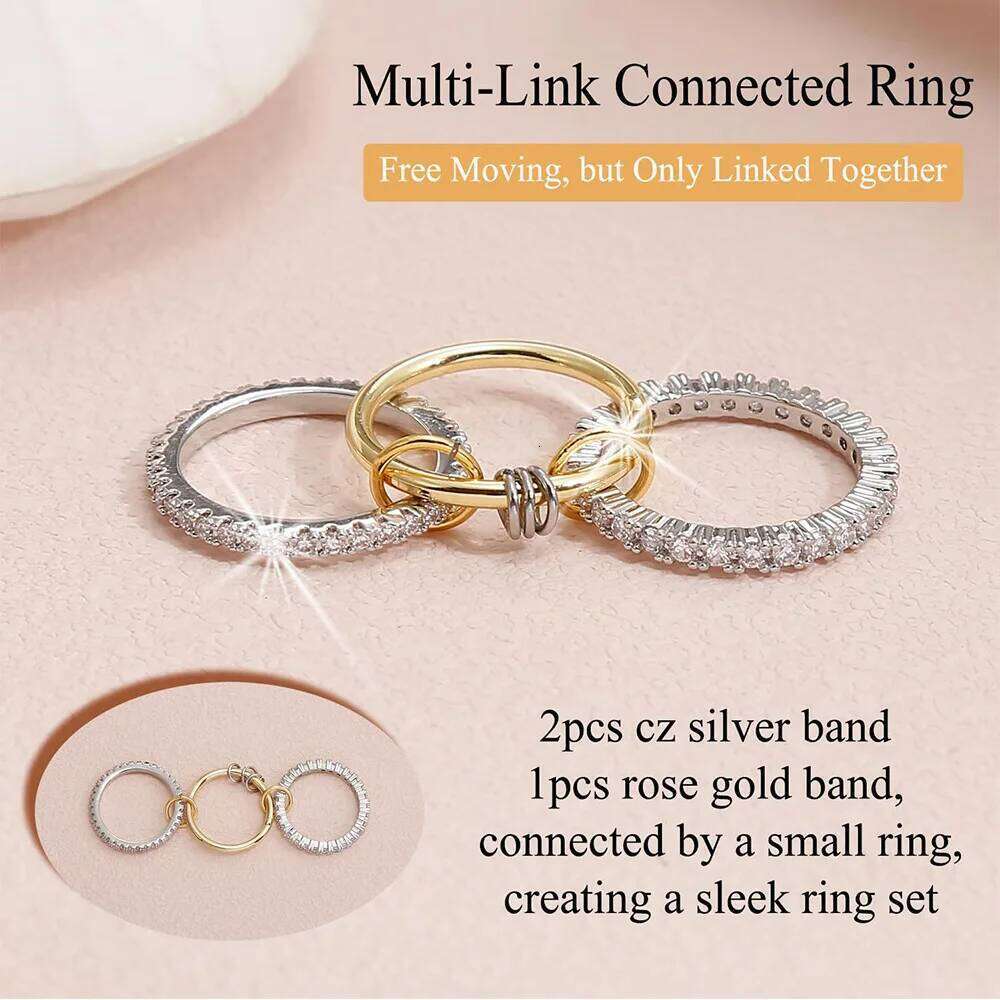 2025 New Arrived Gold Plated 3 Circle Stacking Rings for Women Micro Paved 5A Cubic Zirconia Ring Stackable Full Finger Jewelry H260312